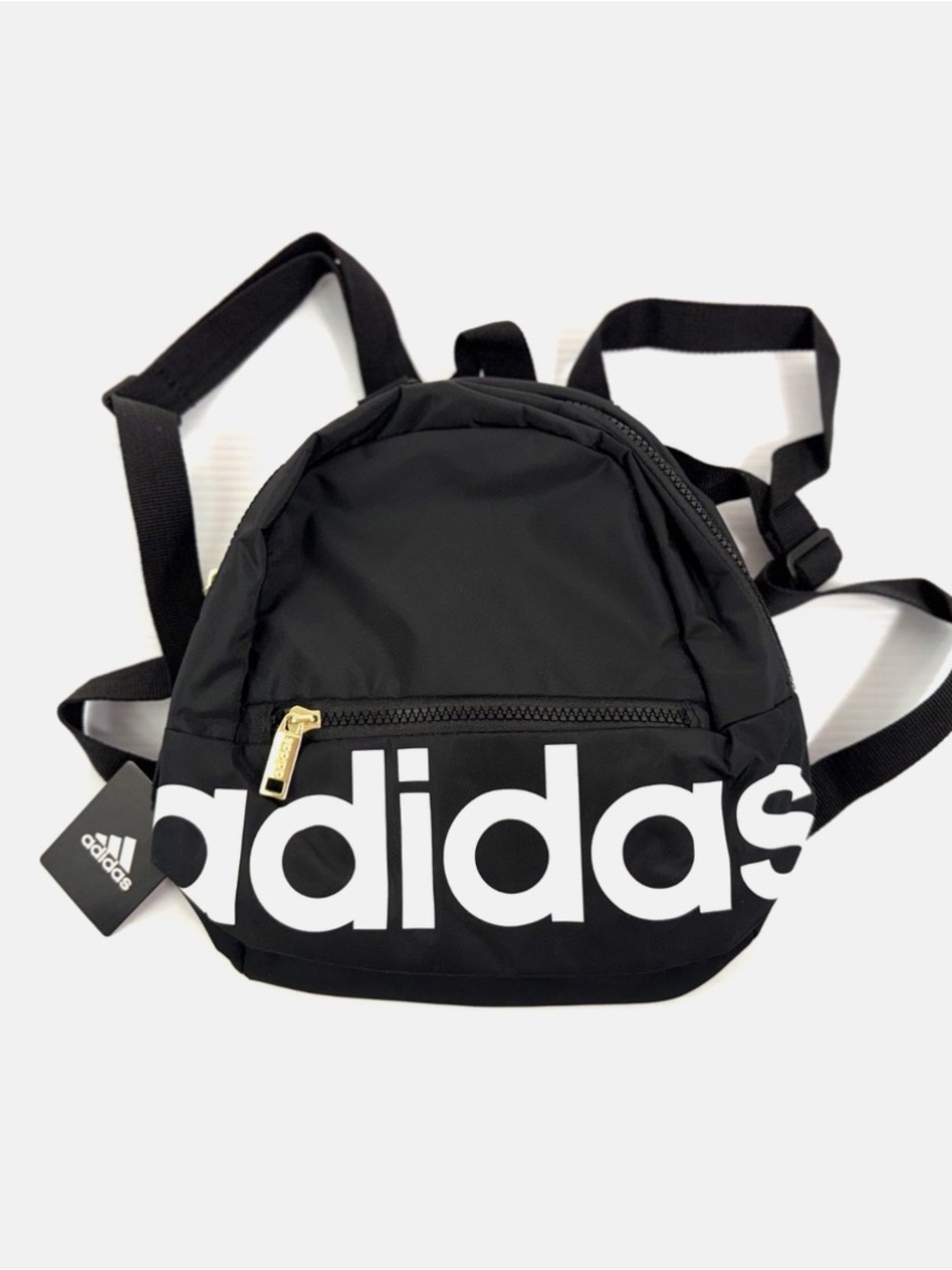 adidas Black Backpack with White Logo and Gold Hardware
